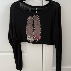 JC Fits Inc Black Longsleeve Cropped Shirt with Slippers